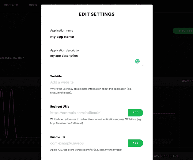 Spotify app settings
